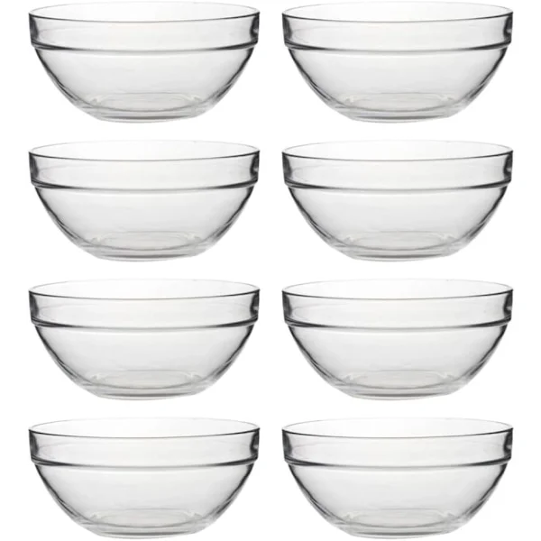 8 pakker 1,5 oz stablebar matforberedelsesskål Flerbruks klare små serveringsskåler Glassett Tåler oppvaskmaskin for kjøkken Dessert Dips Godteri -