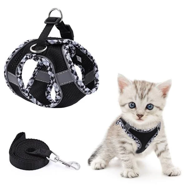 Adjustable Dog and Cat Harness with Leash, Reflective and Soft, Secure Fit