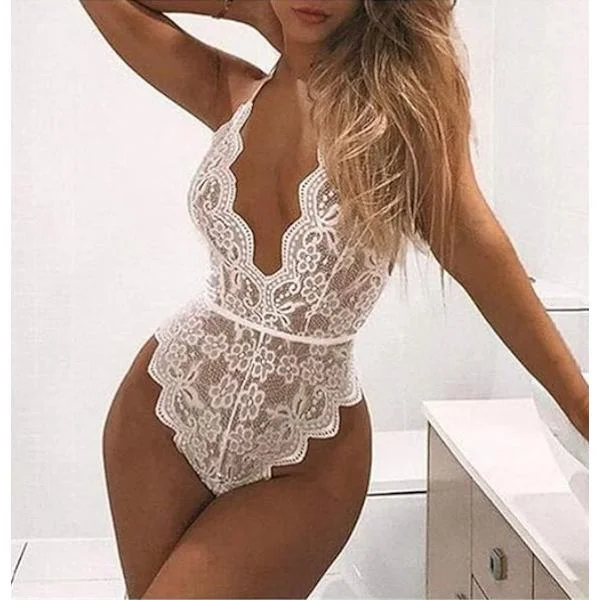 Bodystocking - Seksikkäät alusvaatteet - Body - Seksikäs body - Valkoinen - Pitsi - Pitsi - Alusvaatteet