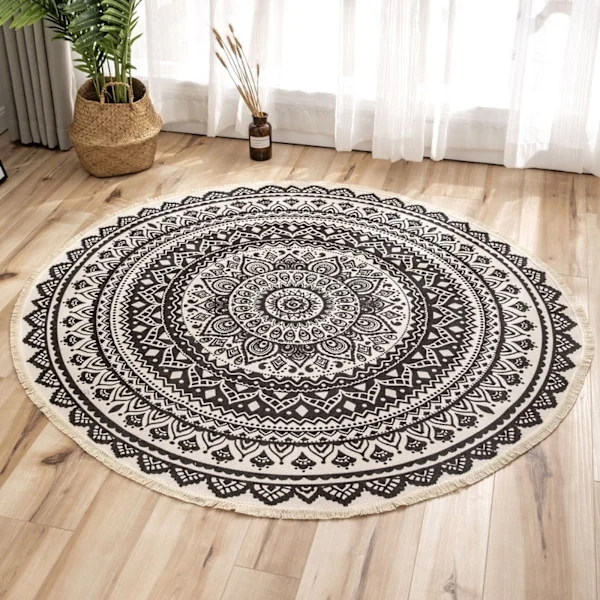 Outdoor Rug Mandala Round Rug 120cm Washable Cotton Rug