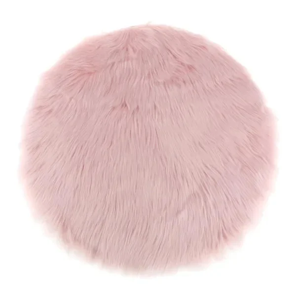 [PL】2 stk Runde Vinter Kunstig Pels Saueskinn Plysj Teppe Sittepute Stolpute Sittepute Rosa 35cm