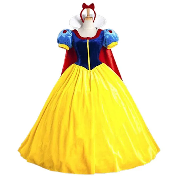 Snövit prinsessklänning vuxen dam drottning saga klänning+huvudbonad set cosplay fest halloween karneval rollspel outfit