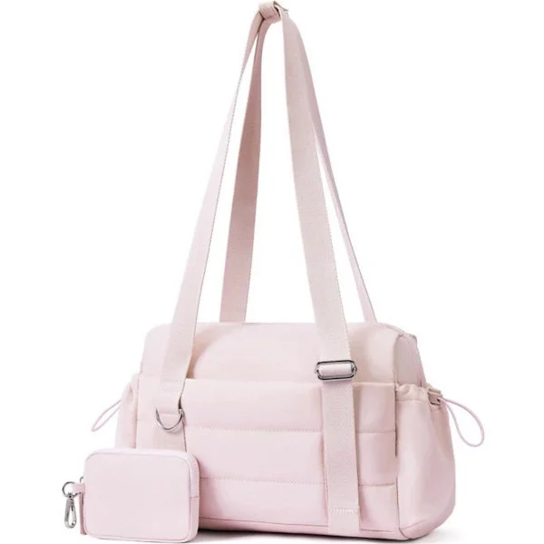 Sett med 2 små sportsbager for kvinner - Kompakt weekendbag 11.7 x 4.2 x 8 TOMMER - Håndbagasje reiseveske - For trening/sport/reiser - Rosa