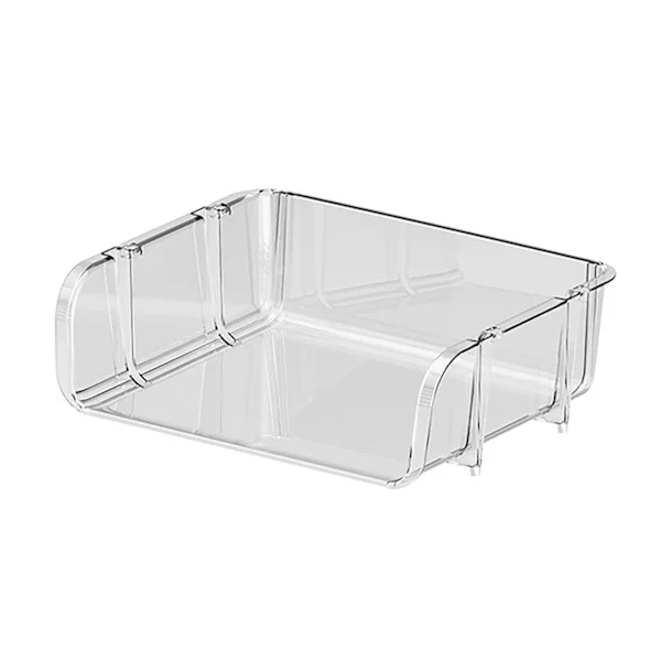 Transparent Desktop Organizer Stackable Storage Shelf for Office Supplies Desktop Organizer S 26.5x20.2x8cm