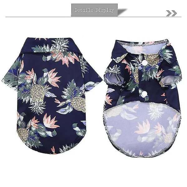 Hawaiiske Hundegensere Hundegensere Kjæledyr Sommer Kule Sommer Blomstrete Ananas Gensere For Små Og Mellomstore Valper Katter (Hvit)