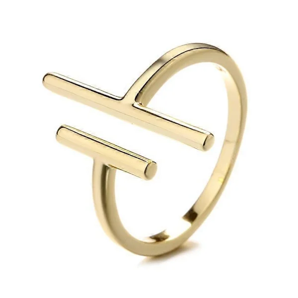 925 Silver Geometrisk T-formad Ring Designad Parallell Stång Öppning Handsmycke Diamant Stapelbar Ring Evighetsring Enkla Smycken