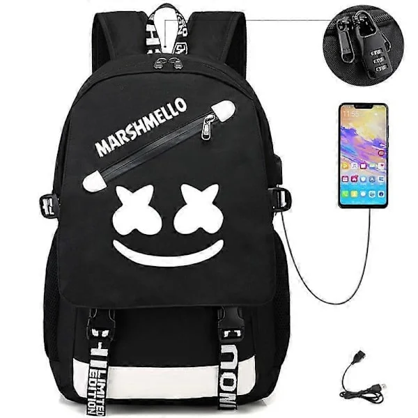 Anime Selvlysende Ryggsekk Noctilucent Skolesekker Dagssekk USB-ladeport Laptopveske for Kule Jenter Gutter Tenåringer Utendørsryggsekk Type 3