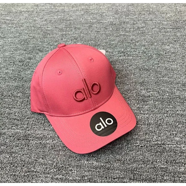 New Alo Yoga Hat Men's and Women's Model Hard Brim Cap Breathable Sports Cap with Sun Protection Magenta