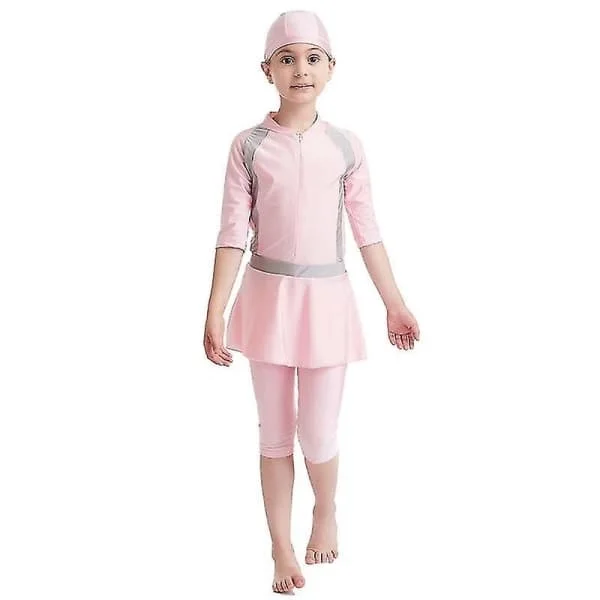 Perfekte Piger Børne Muslimske Badetøj Islamiske Badetøj Mild Hud Burkini Badetøj Strandtøj - Perfet Black 11-12 År