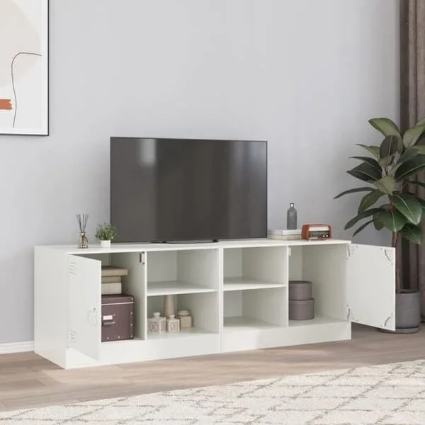 vidaXL TV-möbler 2 st vit 67x39x44 cm stål, TV-bänk, mediabänk, TV-skåp, hifi-möbel, TV-skänk, center av 841702