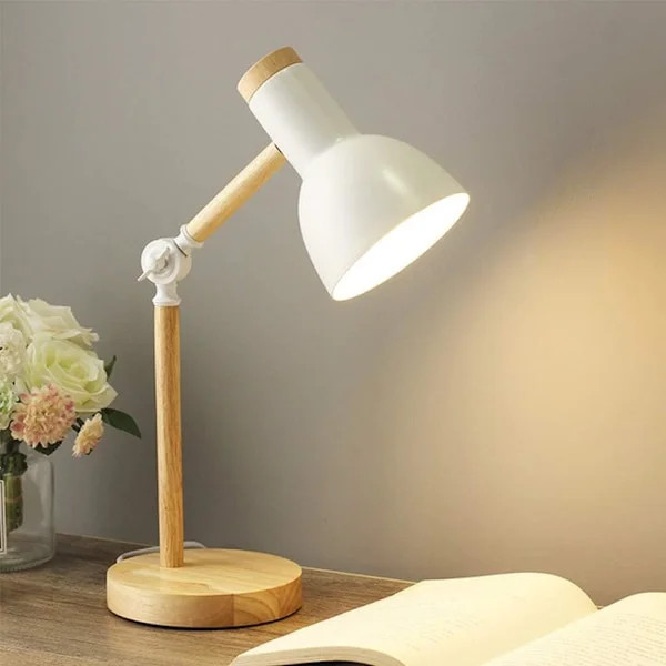 (SC)LED Table Lamp, Portable Reading Lamp with Elegant Appearance, Wooden Table Lamp for Eye Protection in Dorm Office Desk Bedside Dining Room