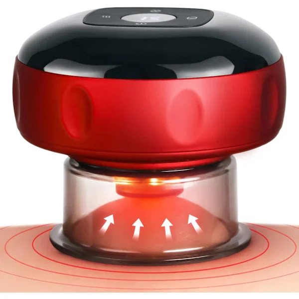 Smart Dynamisk Cupping Terapi Sæt med Rødt Lys, Cupping Sæt til Massage Terapi, Elektrisk Cupping Enhed (Rød)