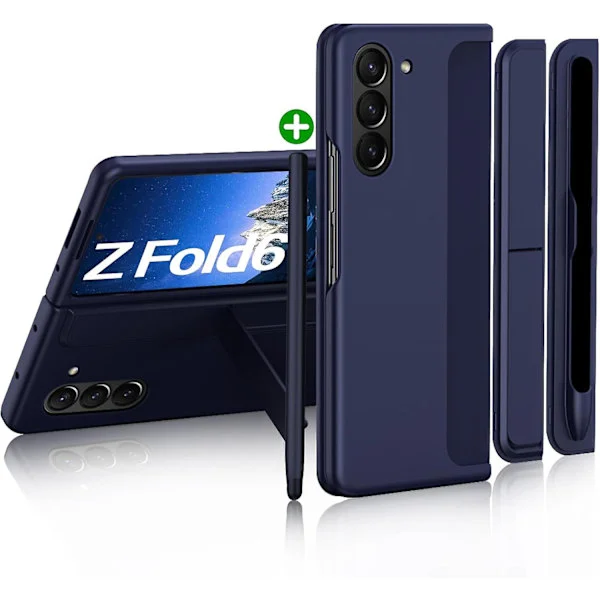 Case for Samsung Galaxy Z Fold 6 with S Pen, Replaceable S Pen Holder & Kickstand, Matte PC, Shockproof Full Body Protection