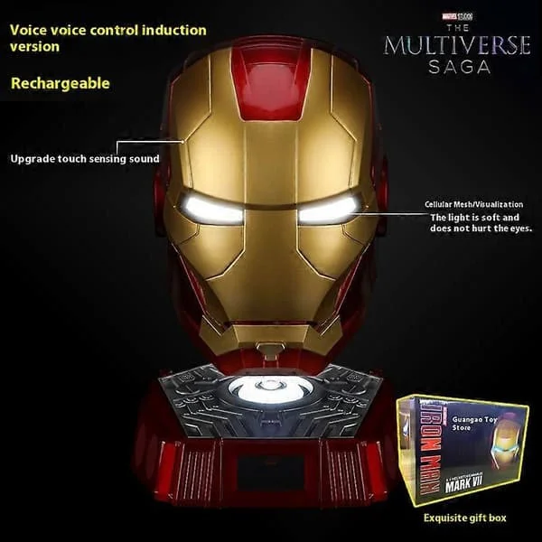 New Autoking 1:1 Mk5 Iron Man Helmet Cosplay English Voice Activated Eye Glow Model Toy Adult Electric Wearable Christmas Gift