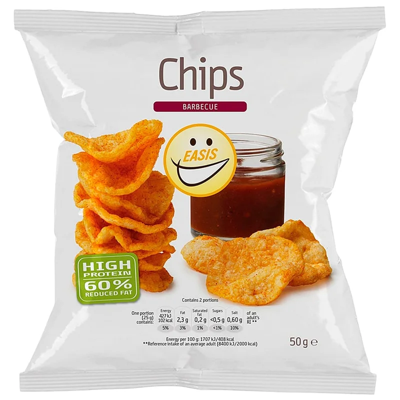 Spar 25% • Køb 2, EASIS Chips Barbecue 50 g, Helse & Madvarer, Snacks, Chips & Kiks
