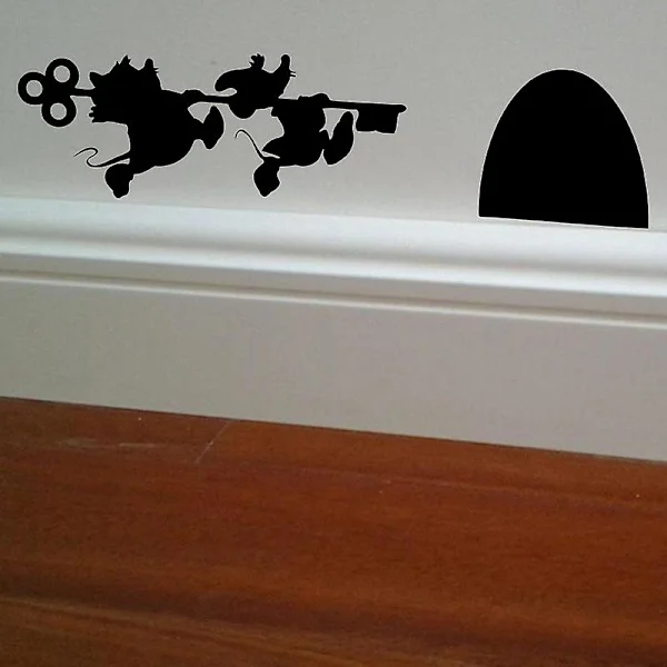 2 Stykker Musehull Avtakbar Personlighet Mote Kreative Veggklistremerker Stue Soverom Sofa Bakgrunn Vegg Høyre og Venstre 30x10cm