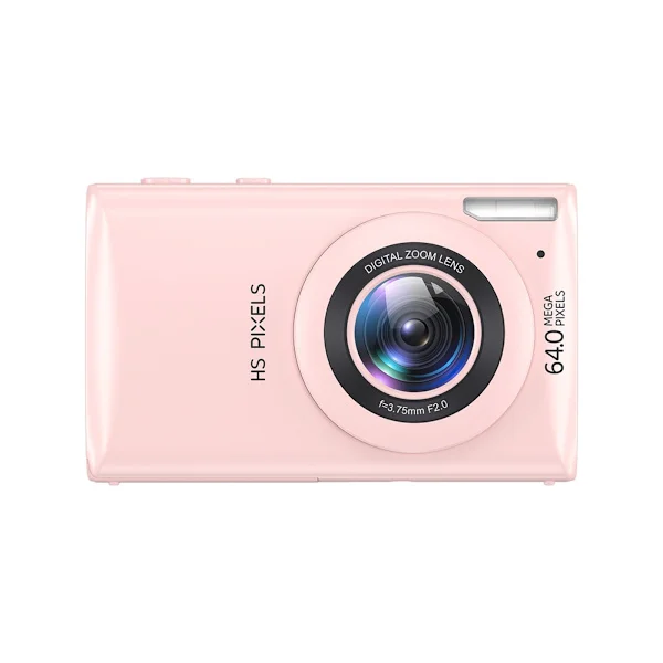 Multifunktionskamera med 64MP foto, 4K-video, inbyggd MP3-spelare, 1200mAh batteri och kompakt PC+ABS-design för resor och selfies Pink