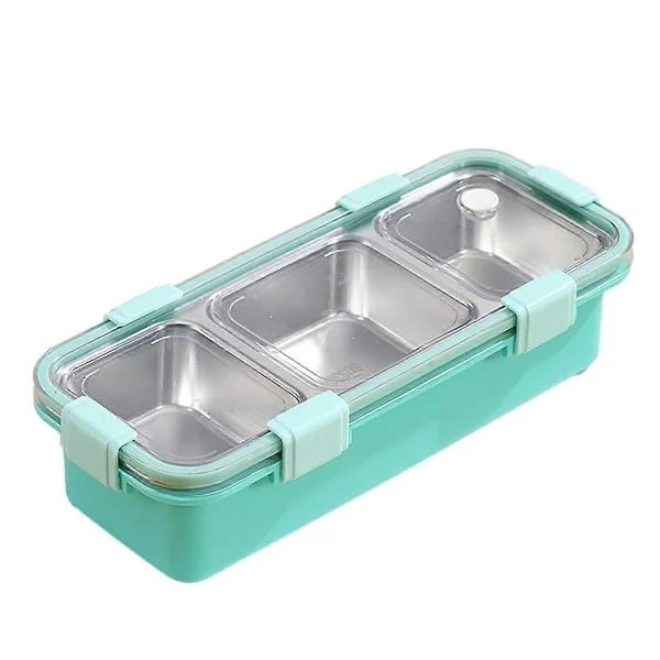 Matboks med rom, Bento-boks i rustfritt stål, bærbar matoppbevaringsbeholder for barn, lekkasjesikker snackboks B