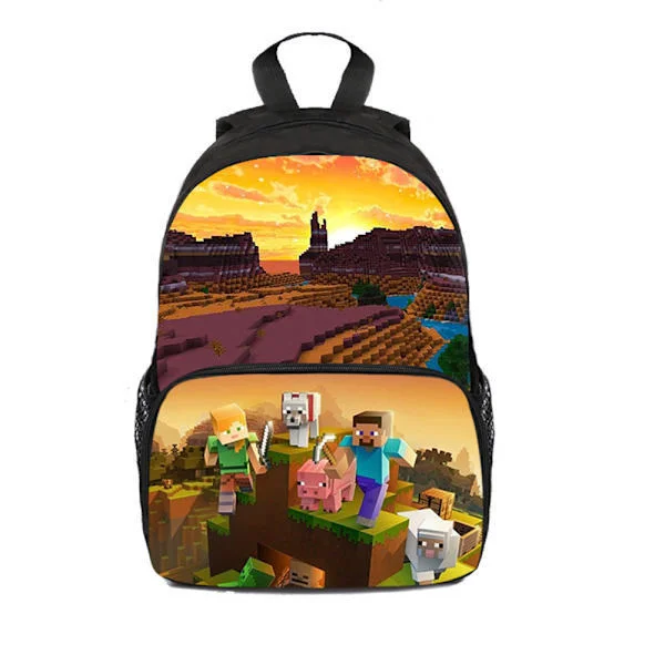 Minecraft Backpack for Kids, School Bag Character Backpack for Boys and Girls, Style DD