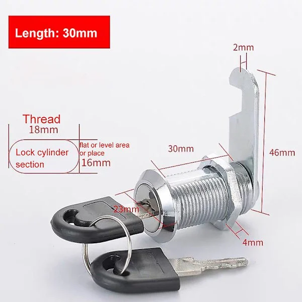Cam lock for cabinets, furniture, mailbox, drawer, cupboard, key kk