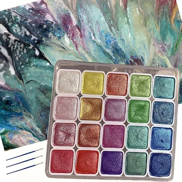 Metallic Glitter Watercolors, Glitter Watercolor Paint, Professional Metallic Watercolor Paint Set