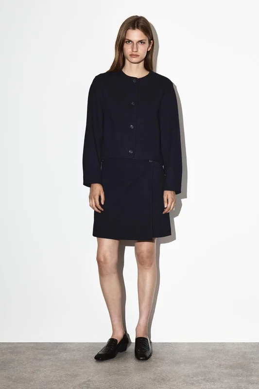 COS Women's Boiled Merino Wool Mini Skirt in Blue