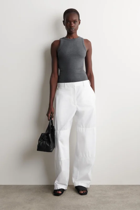 COS Women's Ribbed Cotton Tank Top in Grey
