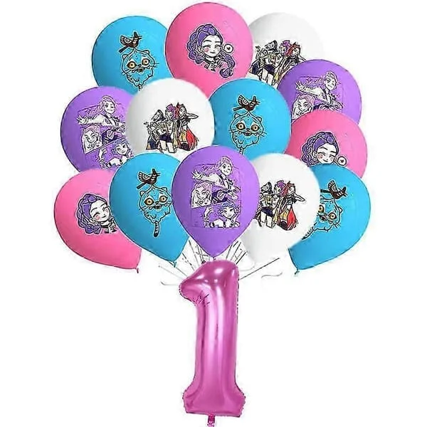 Kpop Demon Hunters Engangsservice Sæt – Fødselsdagsfestartikler til piger, Baby Shower-gaver & Børnefestdekorationer-FY- 13 stk. ballon-1