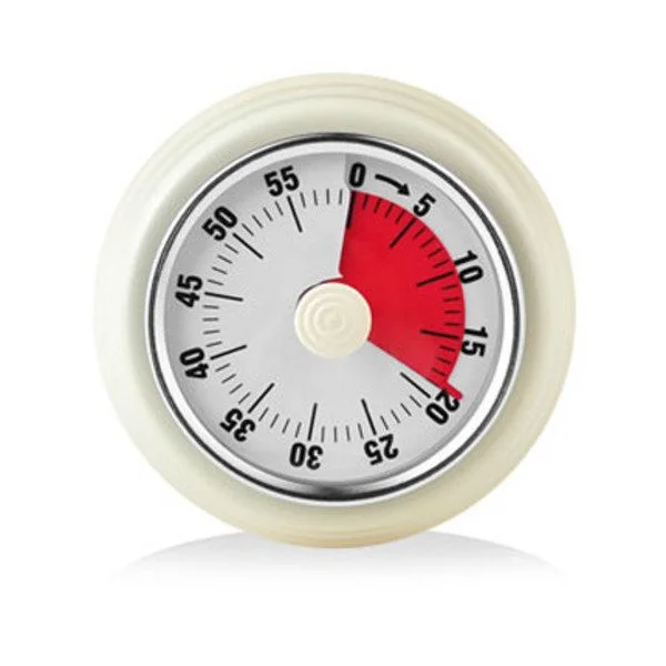 Magnetic Metal Timer - Manual Winding, No Battery, Time Visualization for Kitchen, Work, Study - Off-white
