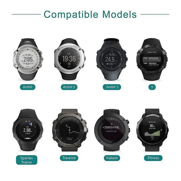 Laddare kompatibel med Suunto 3 Fitness, suunto 5, Traverse, Kailash, Spartan Trainer, Ambit 1 2 3 - USB laddningskabel(100cm)