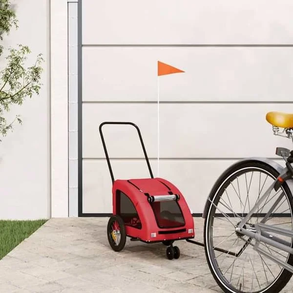 vidaXL Cykelvagn för husdjur röd, cykelvagn,,, cykelkärra för hund 93971