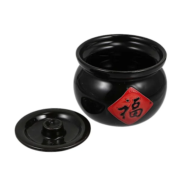 【BQ】Mini keramisk krukke dekoration til skrivebordspynt 1 stk sort keramisk krukke