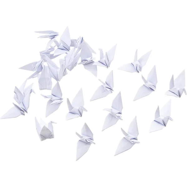Origami Paper Cranes 100 kpl Käsintehdyt Taitetut Origami Paper Garlandit Taustaan Kodin Sisustukseen Valkoinen