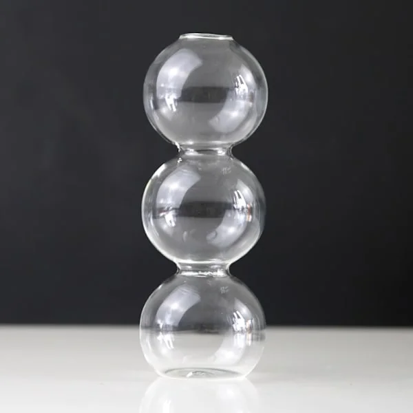 Transparent Hydroponisk Vase i Glass, Liten 8.8 Høy Blomstervase, Kreative Former Dekor Bordpynt