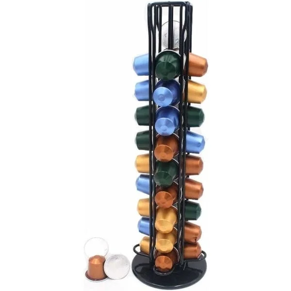 Nespresso-pidike Nespresso-kahvikapseliteline Nespresso-kapseliteline 40 kpl 360 astetta pyörivä kapseliteline, musta