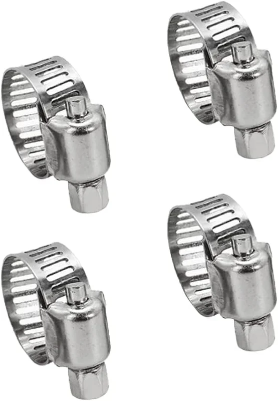 4 Stycken Slangklämma, Justerbar Slangklämma 6-12 mm, 304 Rostfritt Stål Slangklämma, Metall Slangklämma, för Rör, Hushållsgas