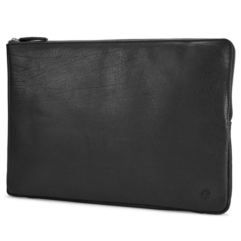 Montreal Black Leather Small Laptop Sleeve for Men - Laptop sleeves