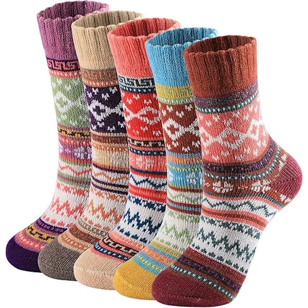 Ullsokker - Vintage Vinter Varme Ullsokker for Kvinner Myke og Komfortable Tykke Strikkede Støvelsokker Gave