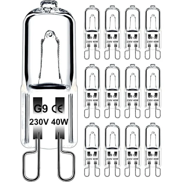 G9 40W 230V Dimbar Varmhvit Pære, G9 Halogenpære 300°C Toleranse, G9 Ovnslyspære for Mikrobølgeovn Komfyr Taklamper, 12-pakning