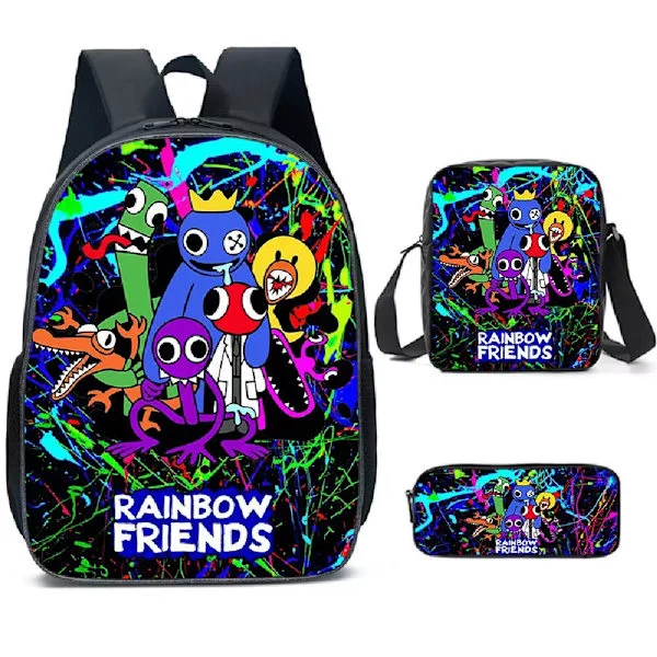 Rainbow Friends Ryggsäck Skolväskor Reseryggsäckar 3set - Julgåva Barn - Present flerfärgad