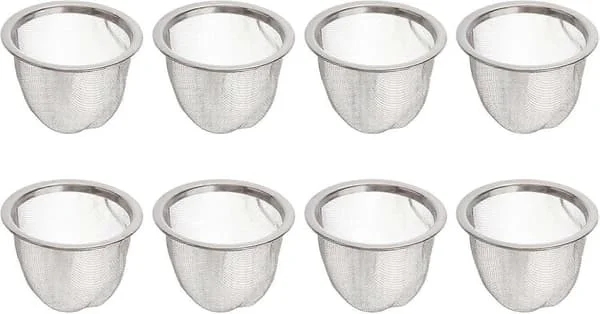 8 stk. tefilter i rustfrit stål, metal tekande udskiftning si indsats til kaffemaskine kaffebryggere diameter 6,5x5cm