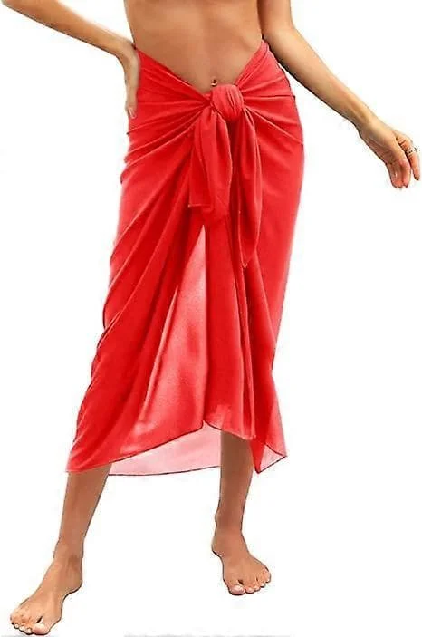 Strandkappe for kvinner Strandkjoler Chiffon Sarong Bikini Cover Up for badetøy Langt skjerf Half Beach Pareos for sommeren
