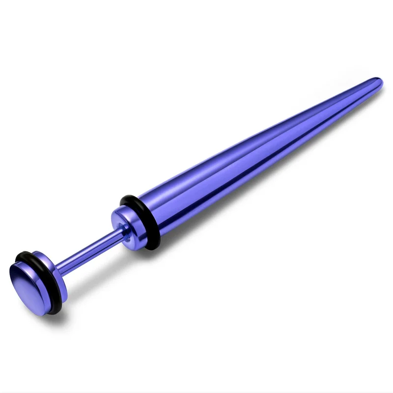 Satago | Faux Écarteur d'Oreille Taper en acier inoxydable violet 6 mm pour hommes - Faux plugs
