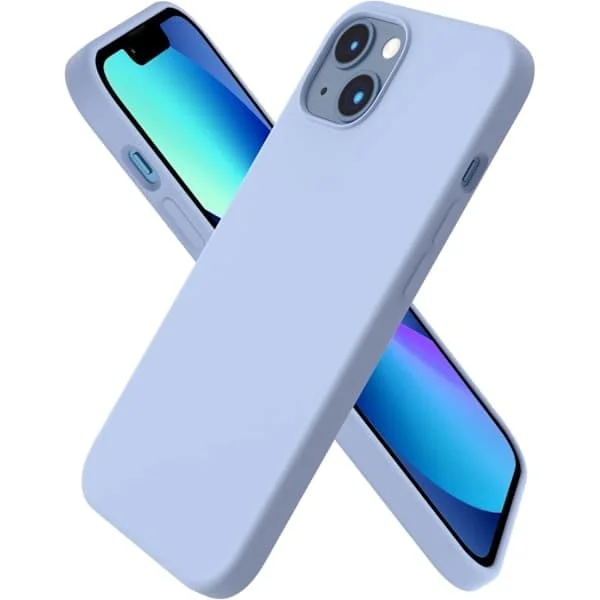 iPhone 13-fodral, flytande silikonfodral för 6,1 tums iPhone 13, ultratunt fodral, heltäckande stötsäkert skyddande mjukt fodral ljusblått ljusblått