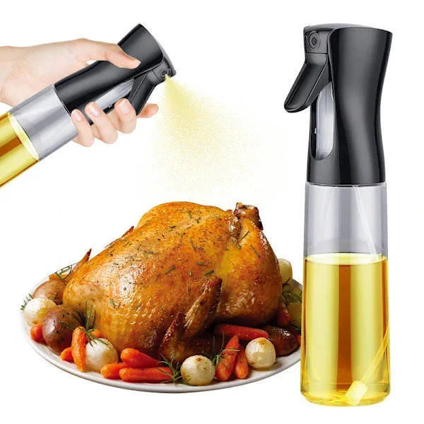 300 ml matoljespray, BPA-fri, olivoljespray, lämplig för airfryers, sallader och grillar, svart.