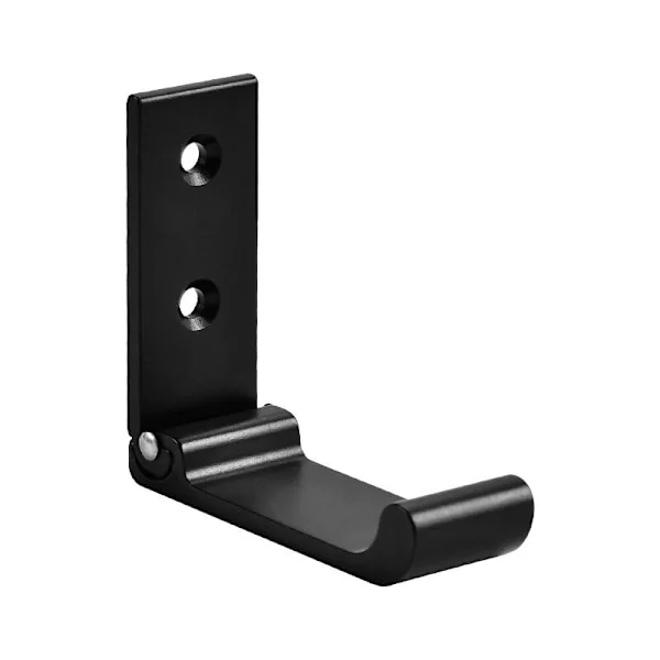 TRIOM 2-pack hopfällbara hörlursväggkrokar i aluminium, osynliga krokar för kläder, kök, badrum, kontor, vardagsrum, garderob (svart)