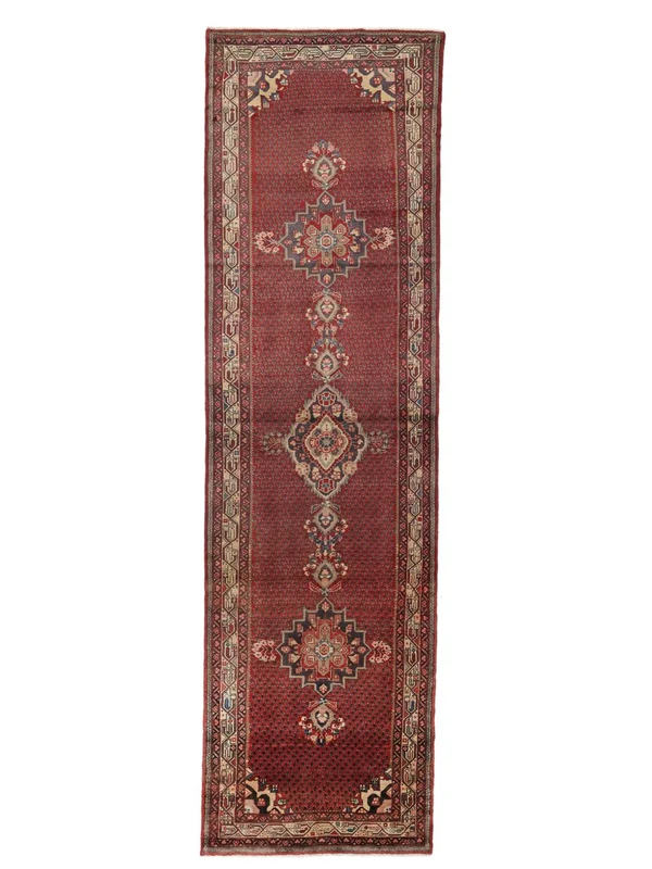 Hand Knotted Oriental Arak Rug 110X388 Dark Red/Brown