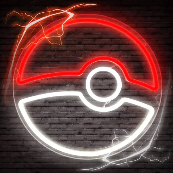 Stor Poke Ball Neon-skylt Anime Ball Neon-skylt Dimbar Gaming Neon-lampor Led Neon-skyltar För Spelväggsdekoration Gaming Neon-lampa För