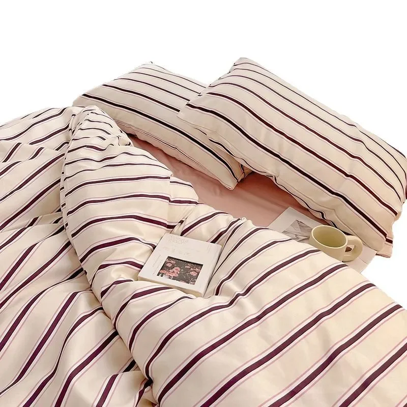 AliExpress - Koreanische Streifen-Bettwäsche-Sets, Bettbezug, Bettlaken, Kissenbezug, Bettwäsche für Doppel- und Queensize-Betten, Bettwäsche für 