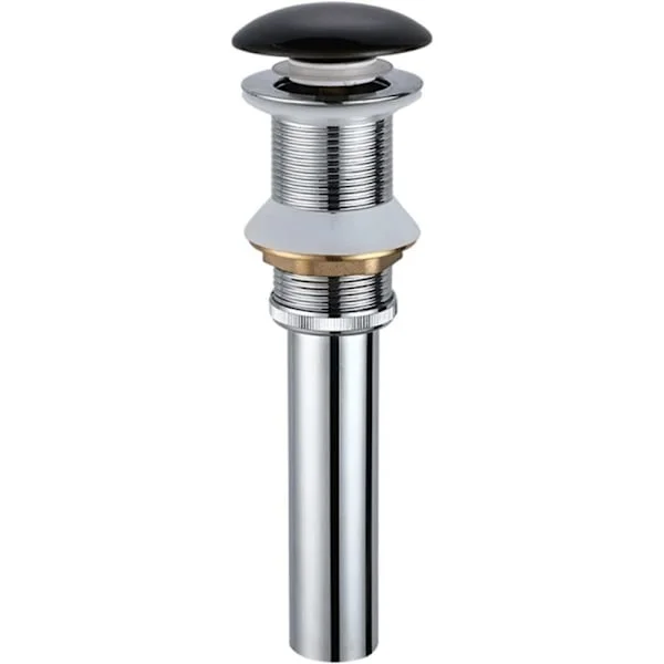 Badrumsavlopp, badrumsavlopp, diskbänksavloppsplugg, keramiskt lock, massiv koppar, fjäderbelastat avlopp, svart keramiskt avlopp B (färg: svart 